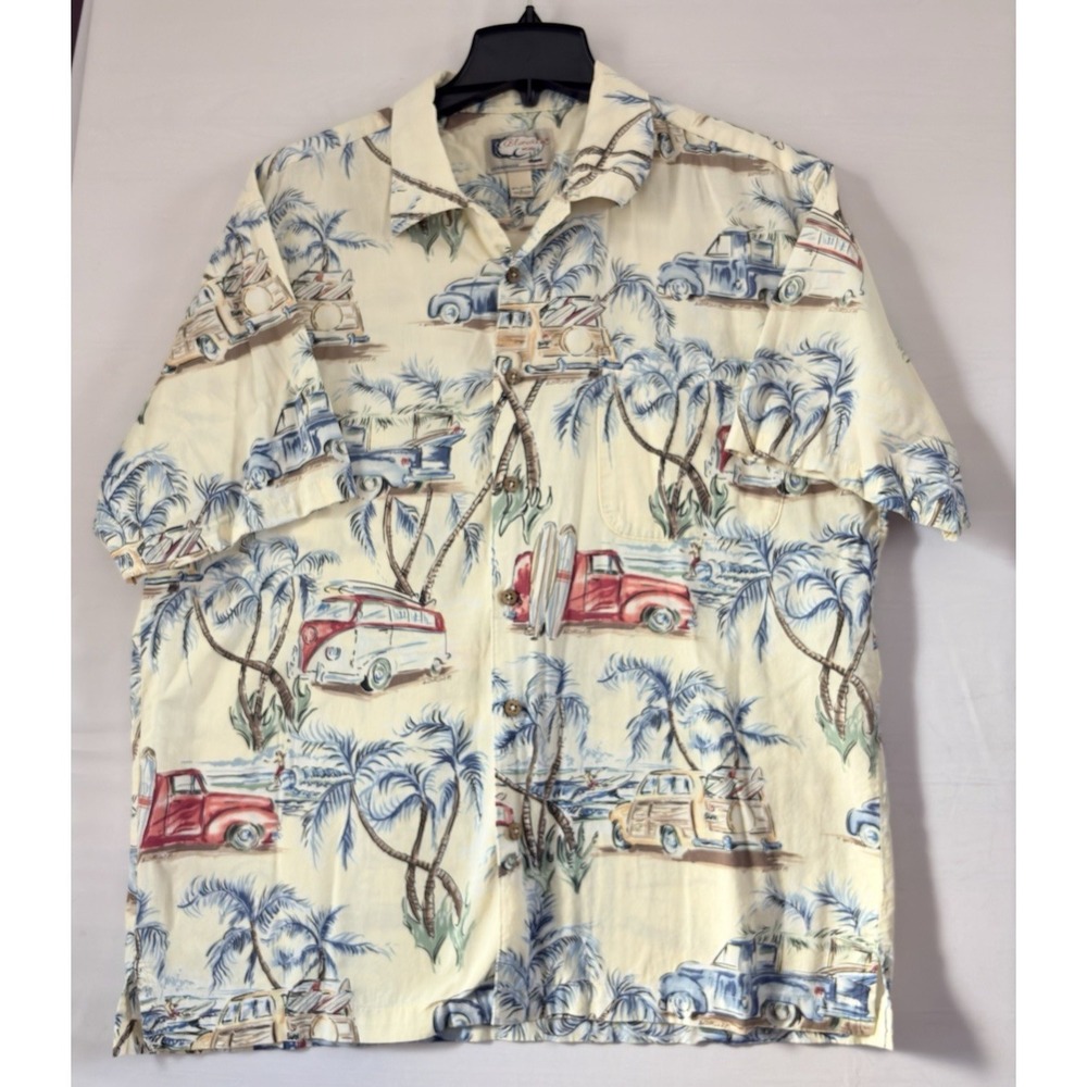 Bluewater Wear Mens Casual Button Down Yellow Shirt Short Sleeve Cotton Large